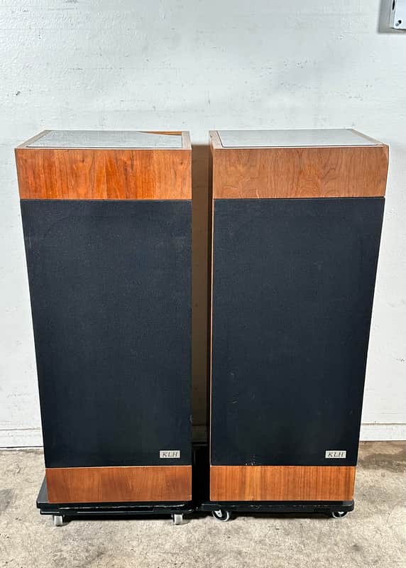 Mid Century Modern Speakers KLH Set 355 The Baron Tower Walnut Glass image 1