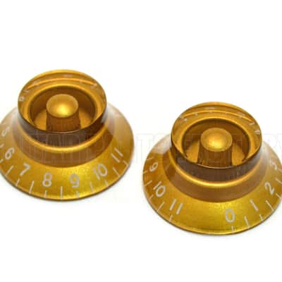 PK-0142-032 (2) Gold 0-11 Bell Knobs For Most USA Made Guitars