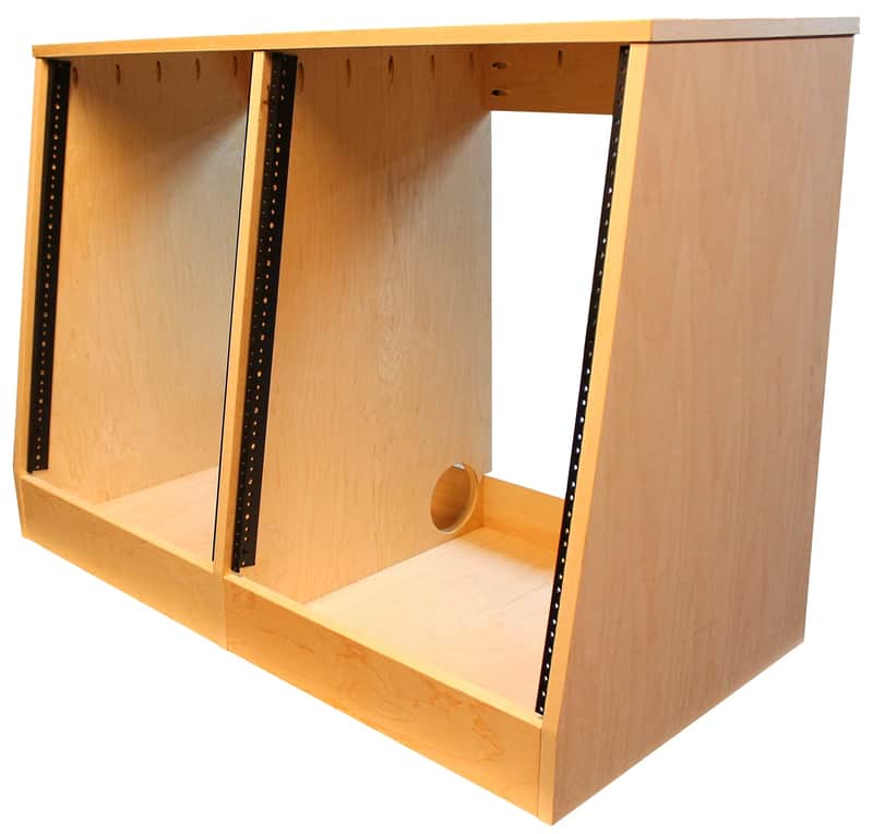 M Gear Design - Recording Studio Audio Equipment Rack - 14u Angled Front Double Bay image 1