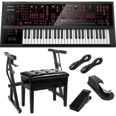 Roland JD-XA Analog/Digital Synthesizer, Plixio Keyboard Stand, Bonnlo Padded Wooden Piano Bench, Nektar NX-P, Sustain Pedal, (2) 1/4 Cables Bundle