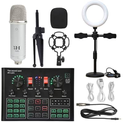 V8s Sound Card Suit Mobile Phone Sound Card Microphone Microphone Bracket Fill Light Sound Card Full Set Of Equipment image 16
