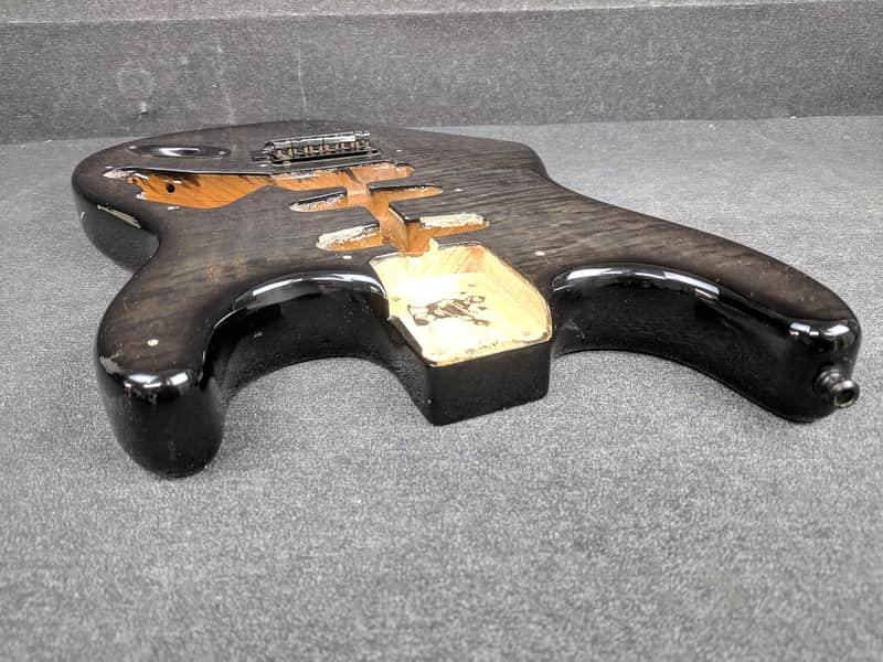 Warmoth Strat Body Transparent Black Quilted Maple Top Electric