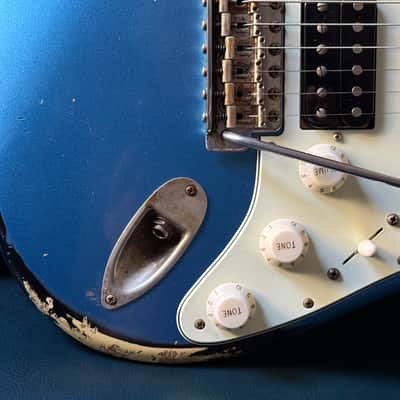 Xotic California Classic XSC-2 SSH, 2021-USA, Super Heavy Aging-Lake Placid Blue w/Roasted Flame Maple Neck image 12