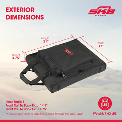 SKB Cases 1U Series Soft Rack Case with Steel Rails, Heavy Duty Zippers, Outer Pocket, and Shoulder Straps, For Wireless Microphone Systems and Pre-Amps image 6