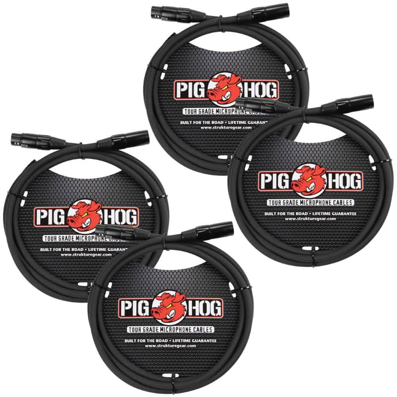 4 Pack Pig Hog PHM6 High Performance 8MM XLR Microphone Cable, 6FT - New image 1