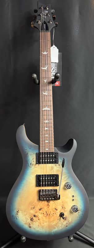 PRS SE Custom 24-08 "Exotic" Poplar Burl Electric Guitar Lake Blue Midnight w/ Gig Bag
