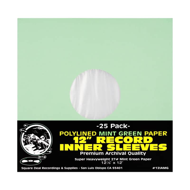 (25) 12" Mint Green Paper Plastic Record Heavyweight Polylined Inner Sleeves 12IAMG image 1