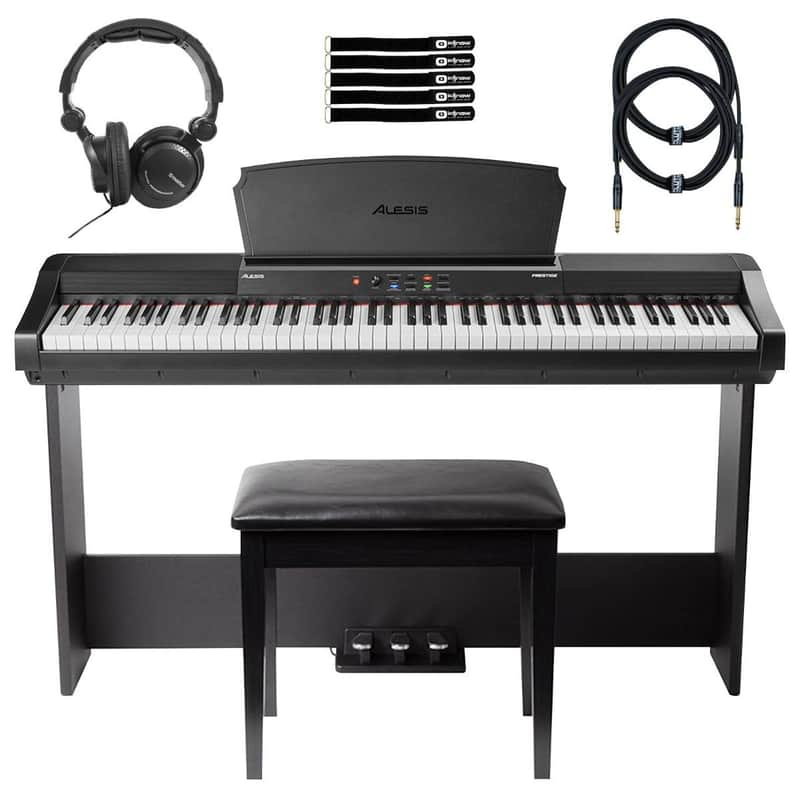 Alesis PRESTIGE 88-Key Digital Piano with Piano Stand & Bench image 1