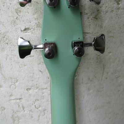 Left Hand Danelectro Longhorn Bass Guitar, 1990's Surf Green, Converted From Right Hand image 6