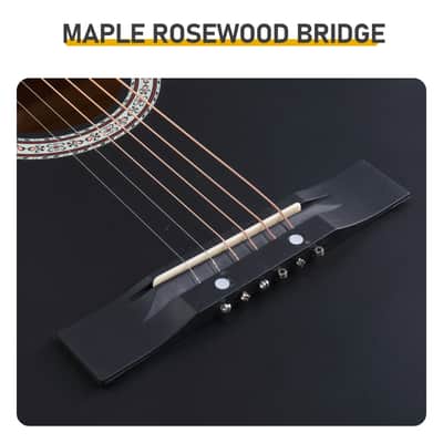 Cxxss Matte Black 38-inch Round Acoustic Guitar with Picks, Strings, Capo, Case, Tuner, and Strap image 8