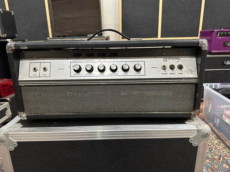 Ampeg V-2 2-Channel 60-Watt Guitar Head 1971 - 1980 - Black image 1