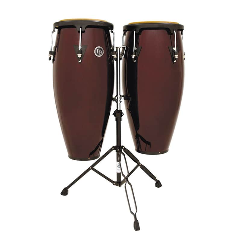 LP Aspire Conga Set w/ Double Stand, Dark Wood