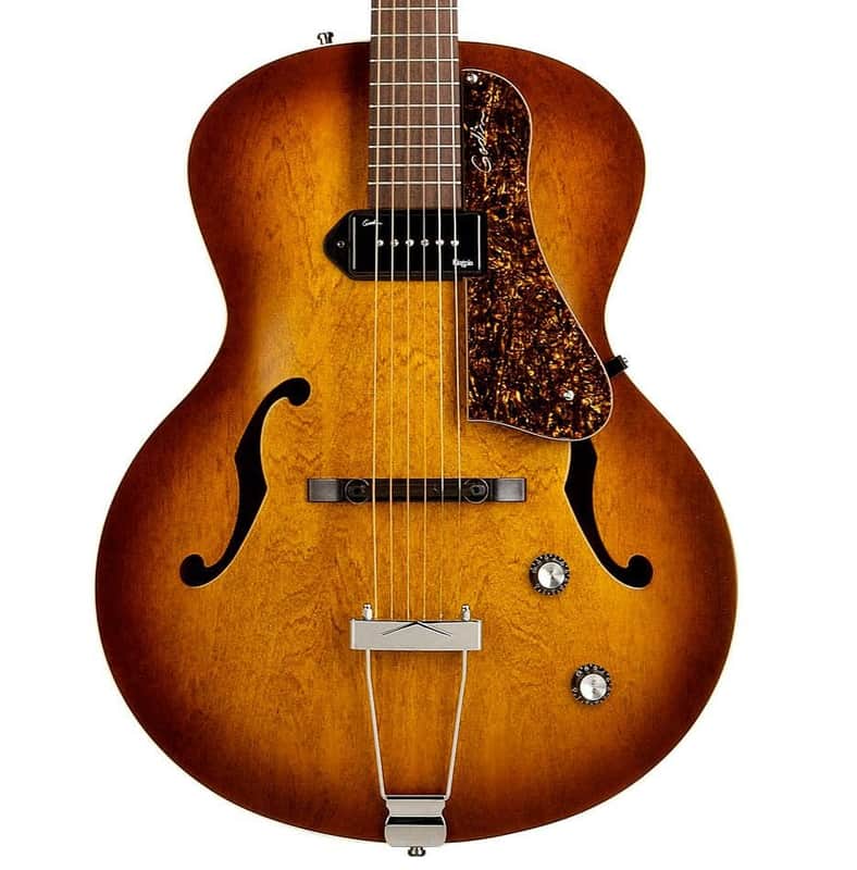 Godin (031986) 5th Avenue Electric Guitar – Cognac Burst, ErnieBall Guitar Cable, Fender FT-2 Tuner, Guitar Bag Backpack Bundle image 1