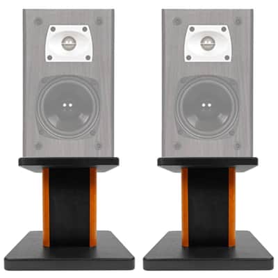 (2) 8” Wood Bookshelf Speaker Stands For Theater Solutions B1 Bookshelf Speakers image 1