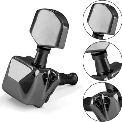Black Semi-closed Guitar Tuners Pegs, 3L+3R String Tuning Pegs Keys Machine Heads Set Guitar Replacement Parts for Acoustic or Electric Guitar image 6