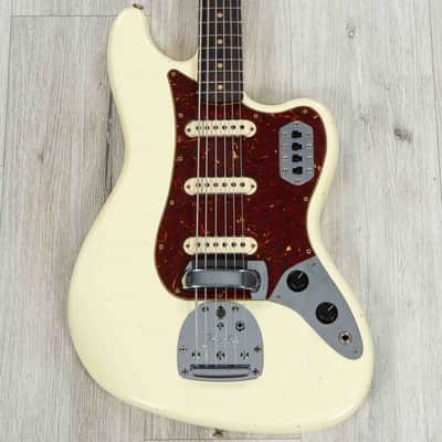 Fender Custom Shop Bass VI Journeyman Relic Guitar, Rosewood, Vintage White image 6