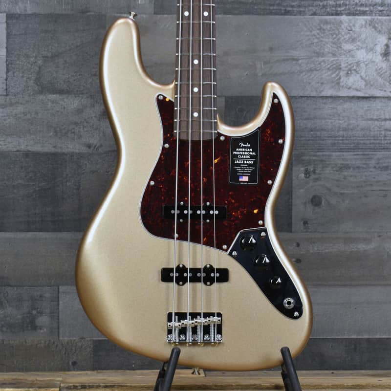 Mint Fender American Professional Classic Jazz Bass - Faded Firemist Gold with Gigbag image 1