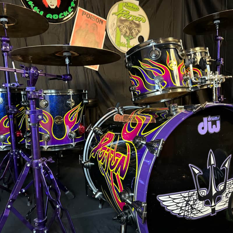 1991 DW Rikki Rockett’s POISON, 1991 Tour 5-Piece Drum Set Mid…