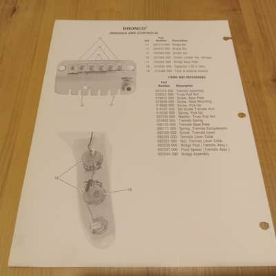 Vintage Late 1970's Fender Bronco Replacement Parts List! Original Case Candy, Paperwork! image 2