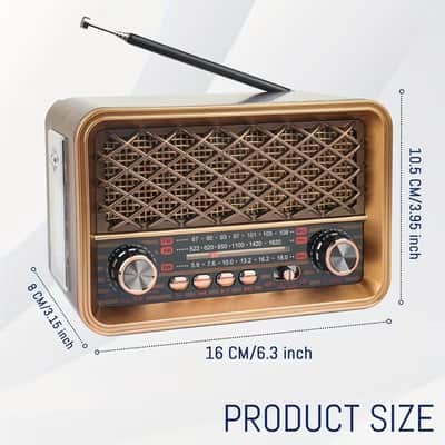 Portable Vintage Style AM/FM/SW Radio Speaker – Wireless Rechargeable Retro Audio System with USB & TF Card Playback image 2
