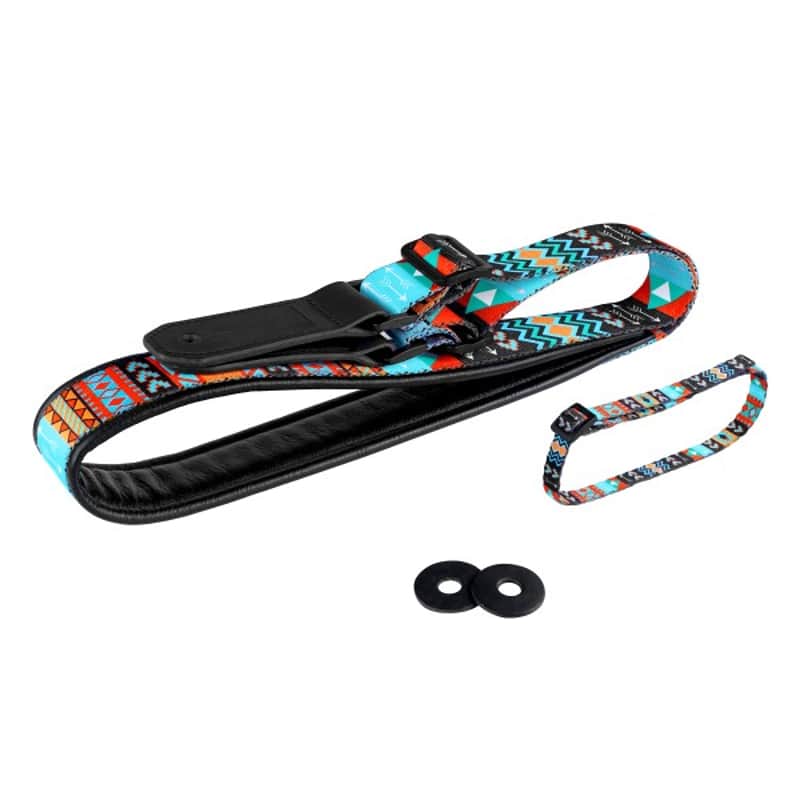 Strap for Guitar Ukrainian Nylon + Leather Ethnic Colored image 1