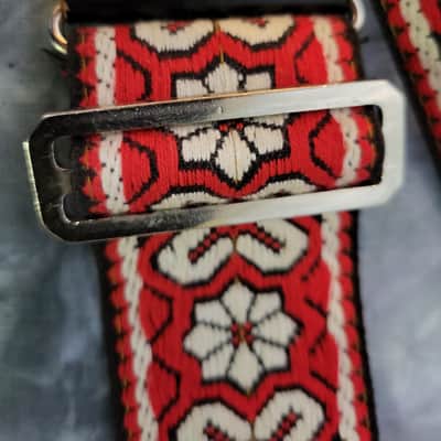 Rare Vintage 1960's Ace Style Amacord Vintage Red Black Hendrix Clapton Guitar Strap image 6