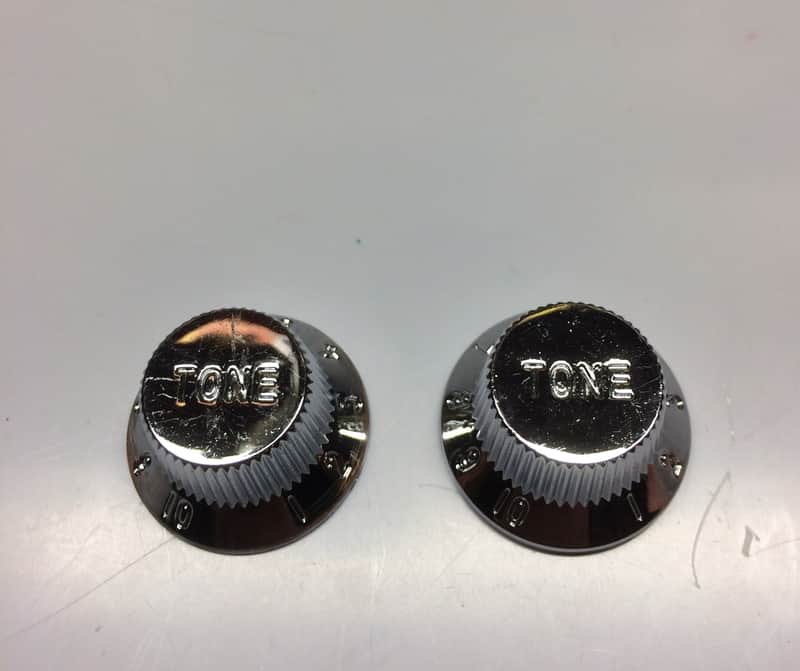 3 Stratocaster Style Tone Knobs Chrome image 1