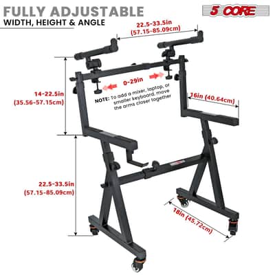5 CORE Keyboard Stand 2 Tier Z Style Adjustable Electric Piano Riser Foldable & Sturdy Lift Holder With Secure Strap Mount For 54 88 Key Instruments W image 2