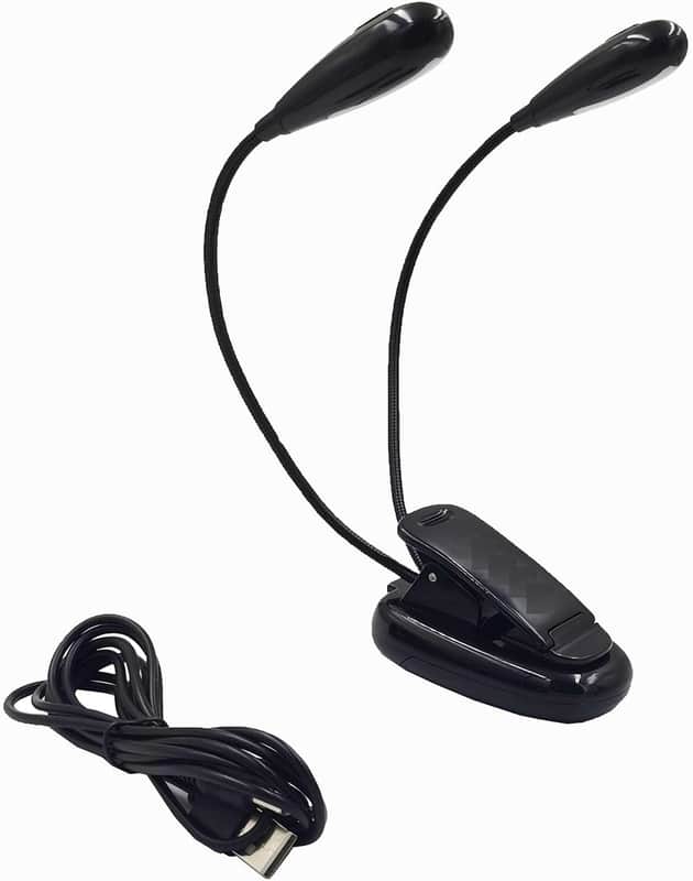 LED Music Stand Light, Clip on or Free Standing Book Reading Lamp, Flexible Dual Arm 12pcs 5050 LED Upgraded Brightness Portable Bedside Night Light image 1
