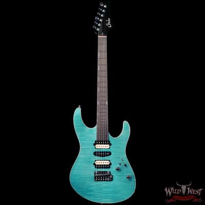 Suhr Custom Set Neck Modern HSH Flame Maple Top Blower Switch 24 Stainless Steel Jumbo Frets Bahama Blue 6.95 lbs image 3
