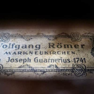 German Wolfgang Romer 4/4 Violin Joseph Guarnerius Markneukirchen Germany Circa-1930s-1940s-Light Brown Varnish image 17