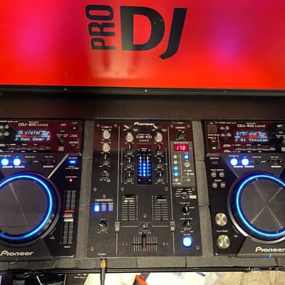 Pioneer DJ DJM-400 & CDJ-400 Pair Limited Black Blue + Custom Case