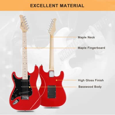 Glarry Red GST Left Handed Electric Guitar w/20W Amplifier image 4
