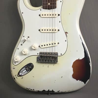 LEFTY! Vintage Fender ‘62 Reissue ST-62L Heavy Relic Custom Blonde Nitro Over Sunburst Strat 1989 7.3 Lb HSC image 12