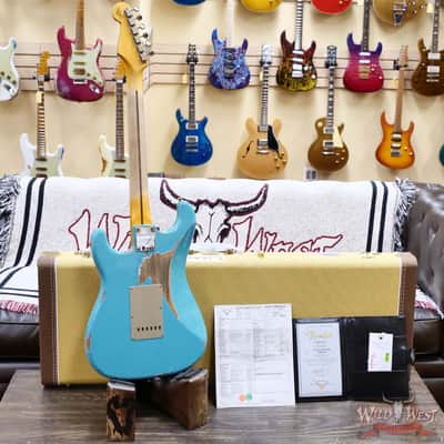 Fender Custom Shop Limited Edition 1958 Stratocaster AA Flame Maple Neck Heavy Relic Super Faded Aged Taos Turquoise 7.75 lbs image 11