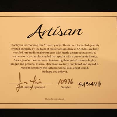 Sabian Artisan 18" Crash Cymbal - Used! image 8