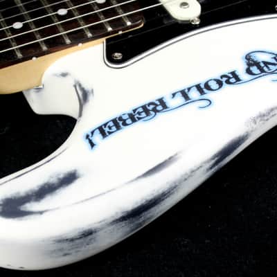 Custom Painted and Upgraded Fender Squier Bullet Strat Series - Aged and Worn with Custom Graphics image 17