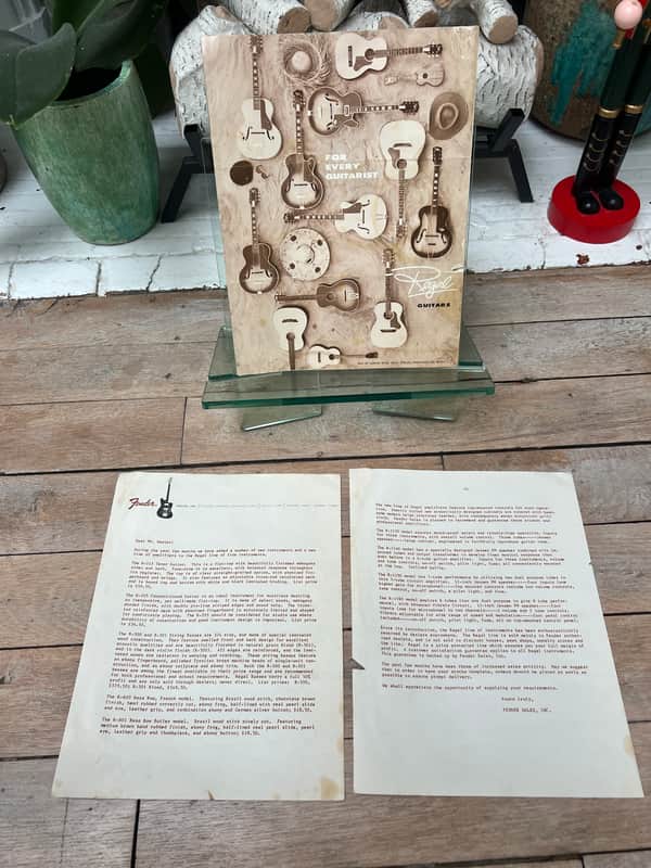 Circa 1963 Fender Dealer Letter and Regal Catalog Rare Collector Vintage Pre CBS image 1