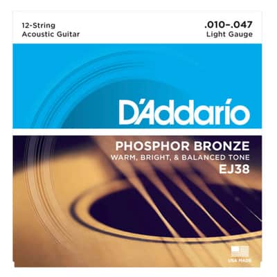 D'Addario EJ38 12-String Light Phosphor Bronze Acoustic Strings 10-47 image 9