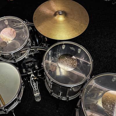 1976 Ludwig Clear Vistalite 4-Piece Drum Set – 22/13/16/18 – No Cracks – Very Clean image 9