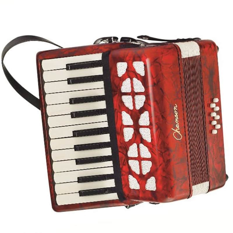 Chanson Piano Accordion 22 Treble 8 Bass Red Finish image 1