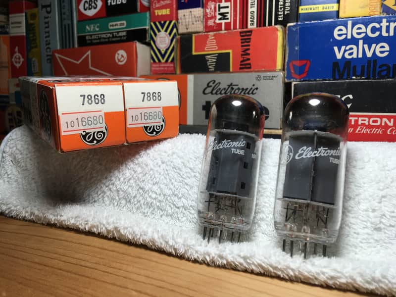 2x Vintage Matched NOS 7868 GE USA Power Tubes w/ OE Boxes Included ~ (7591A Equivalent w/Adapter) ~ Fisher Bogen Ampeg + more OEMs + Guitar Amps (2 Pairs In Stock) image 1