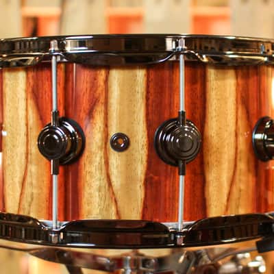 DW 7x14 Collector's Maple VLT Natural Lacquer over Candy Stripe Padauk Snare Drum - SO#1410012 image 3