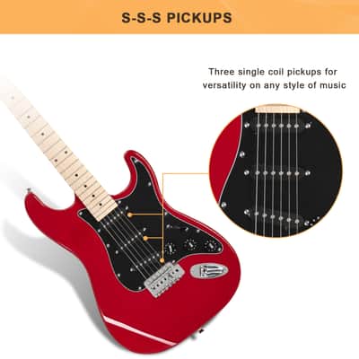 Glarry GST Electric Guitar Red w/ 20W Amplifier image 5