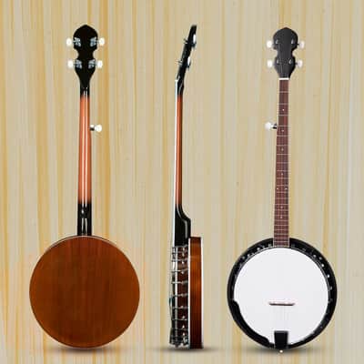 Banjo 5 String Full Size Banjoes Set, 38 Inch Beginner Banjo Kit with Resonator, Remo Drum Head, Open or Closed Back, Gift Package Free Lessons Starter Accessories for Adults Teenager, Brown image 2