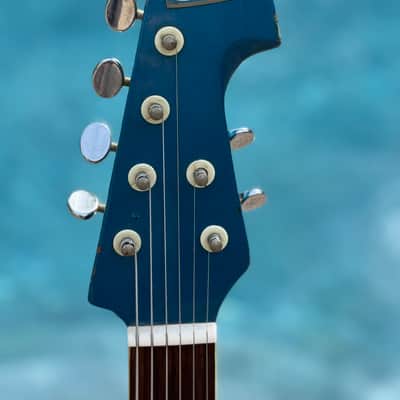 Silvertone/Teisco Shark Fin 759 1436 1 Electric Guitar 1960s - Blue image 4