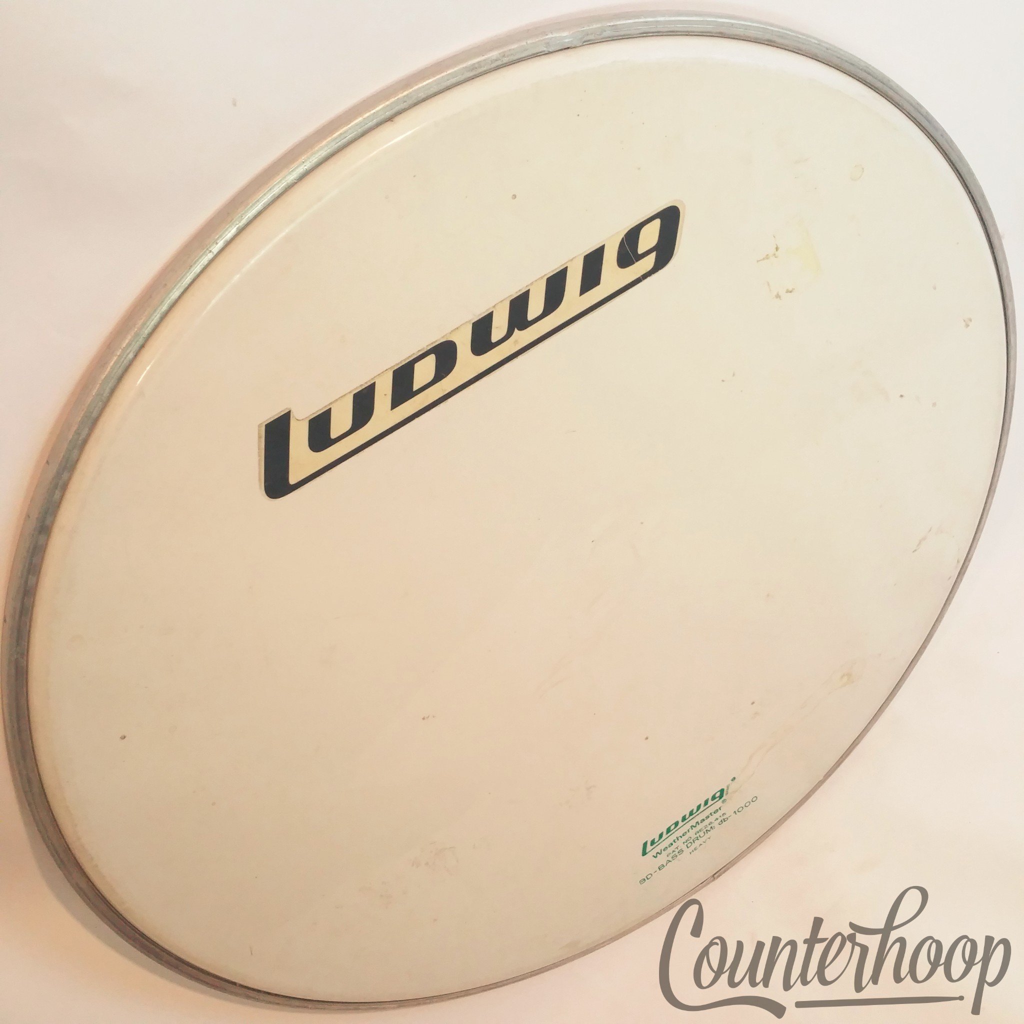 Ludwig 20"70s Block Logo Bass Drum Head Resonant White DB-1000 Heavy USA Classic - Fair / 15/55/35/59 — main photograph