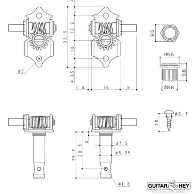 NEW Gotoh SE700-05M OPEN-GEAR Tuning Keys L3+R3 Vintage 3x3 - ANTIQUE X-NICKEL image 3