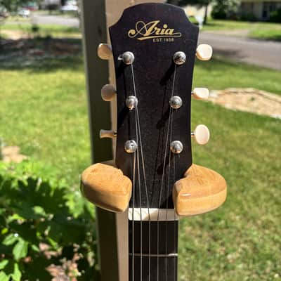 07-01 Aria 131 Parlor Rubber Bridge Guitar w/ Flats (2020s - Green) image 3