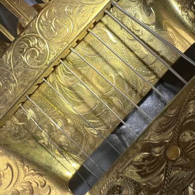 Benoit Custom 8 String Resonator Guitar, Engraved, Gold-plated, Macassar Ebony image 12